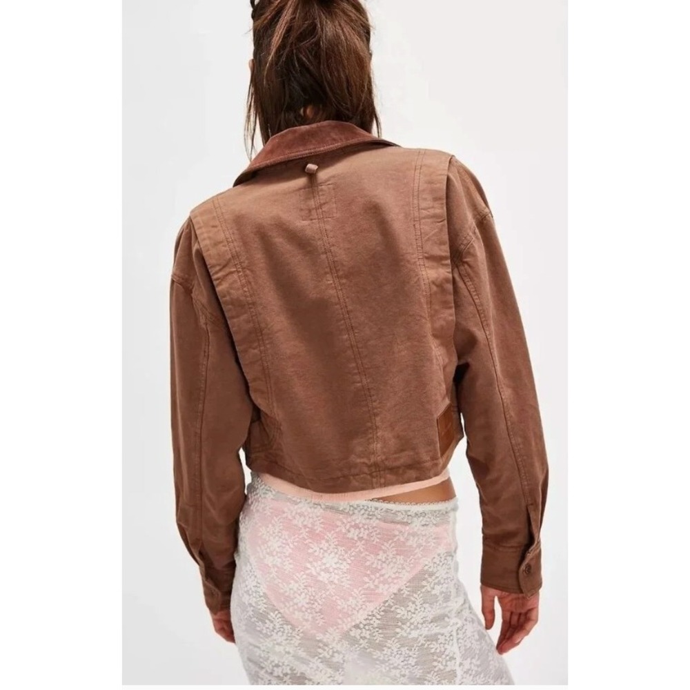 We The Free Martha Cropped Utility Jacket Size XS Brown Canvas Workwear Festival - Picture 3 of 16